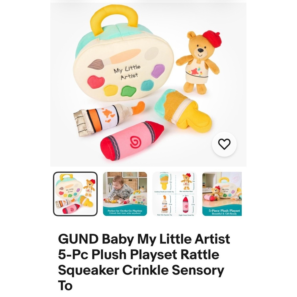 GUND‎ baby My Little Artist Shake Toy Plush Bear Learning Play NEW